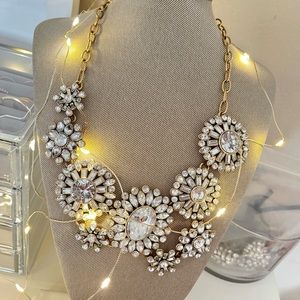 J Crew Crystal Cluster Lattice Statement Necklace